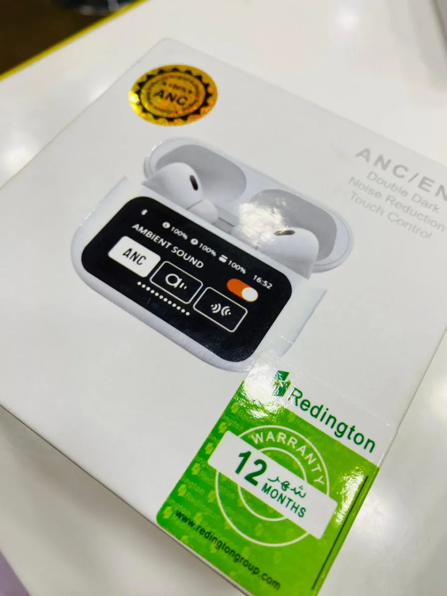 ANC/ENC White Earphones | Wireless Earbuds with Touch Screen Control
