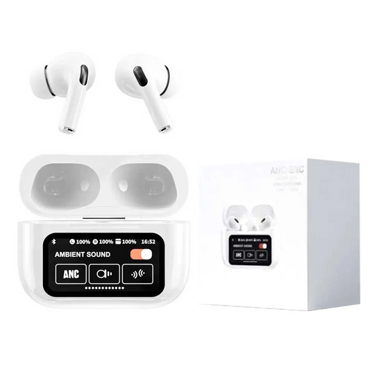 ANC/ENC White Earphones | Wireless Earbuds with Touch Screen Control