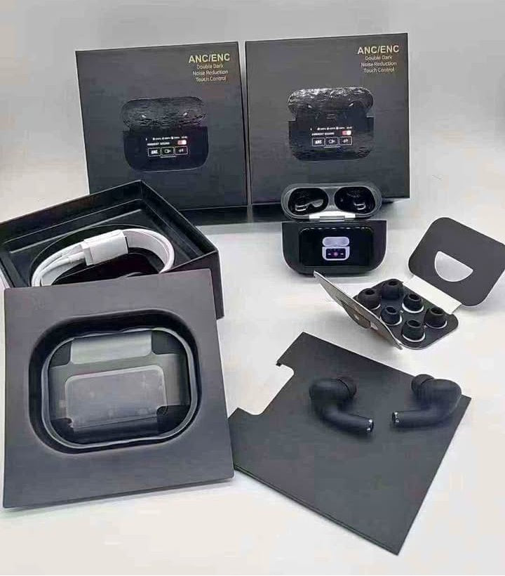 ANC/ENC Black Earphones | Wireless Earbuds with Touch Screen Control
