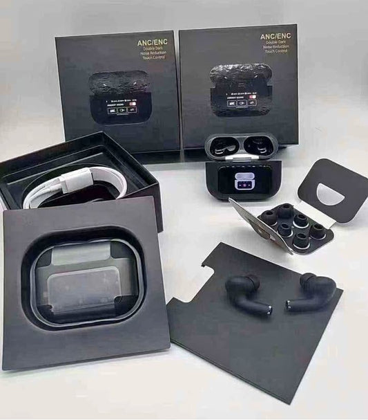 ANC/ENC Black Earphones | Wireless Earbuds with Touch Screen Control
