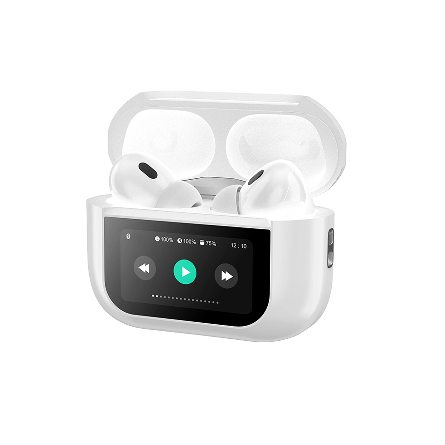 ANC/ENC White Earphones | Wireless Earbuds with Touch Screen Control