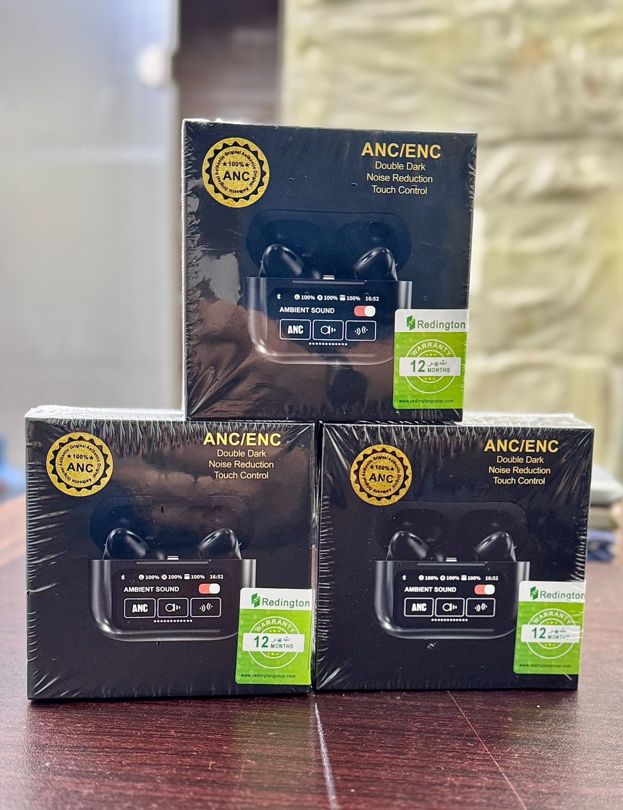 ANC/ENC Black Earphones | Wireless Earbuds with Touch Screen Control